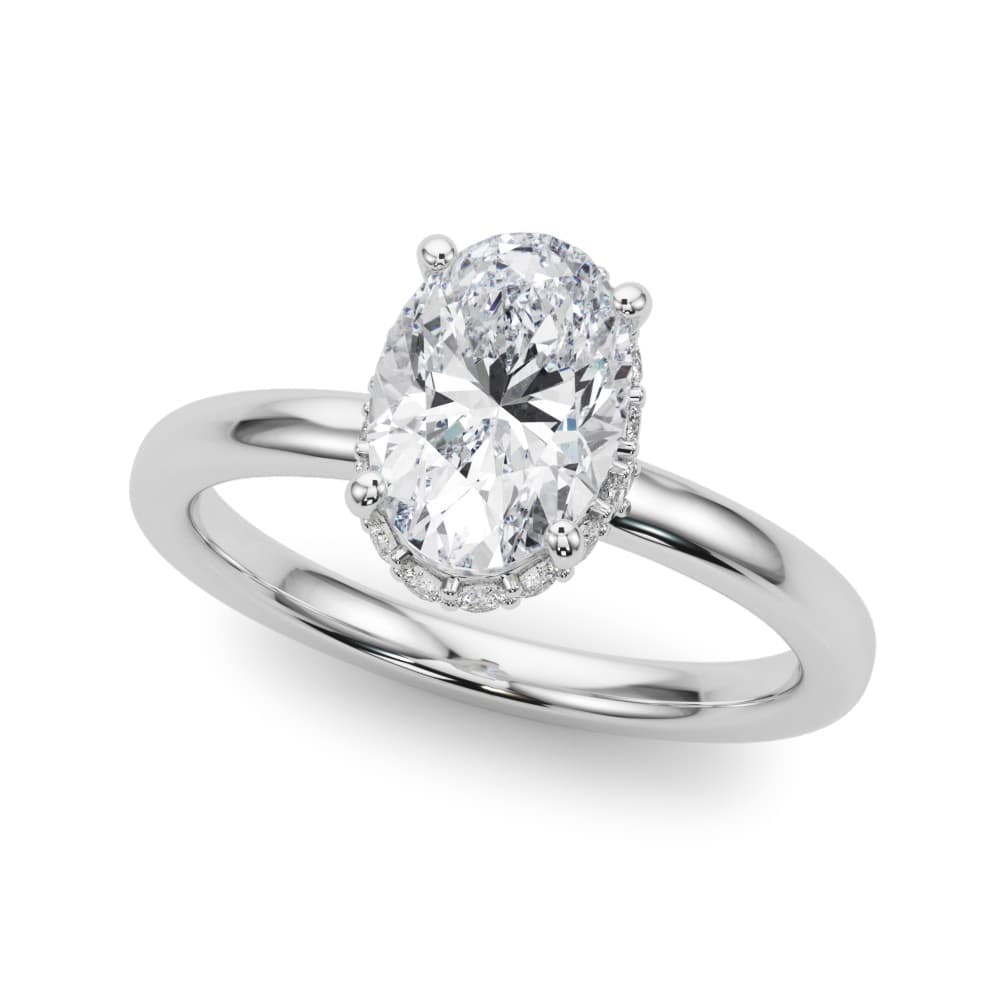 Hidden Halo Oval Engagement Ring — style 85406 in 10k White Gold