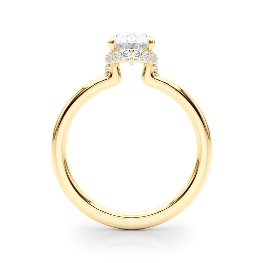 Hidden Halo Oval Engagement Ring, style 85406, Side view in yellow gold
