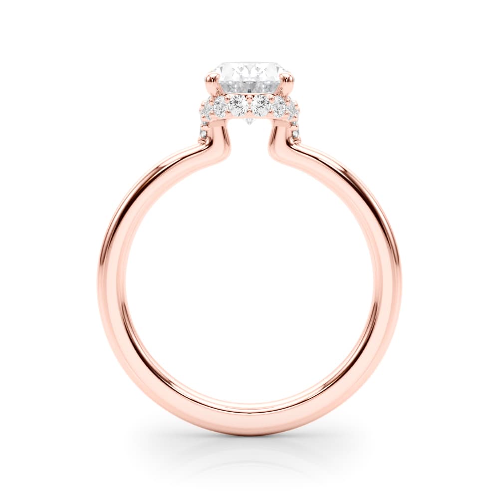Hidden Halo Oval Engagement Ring, style 85406, Side view in rose gold
