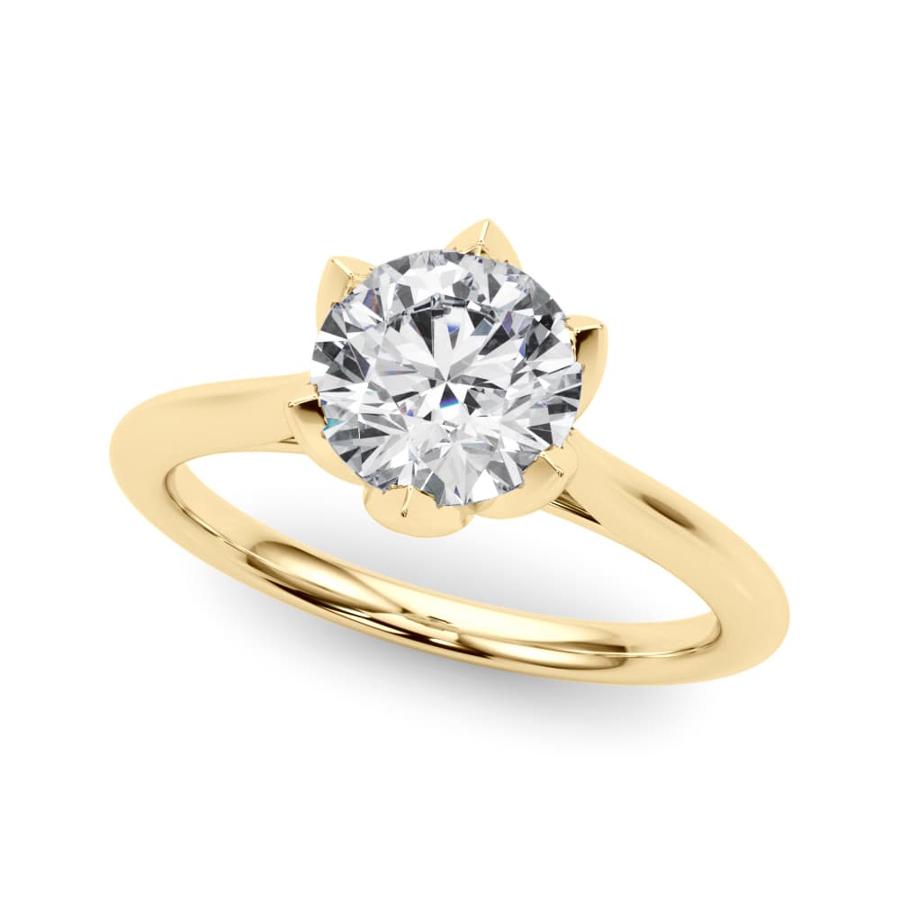 6-Prong Round Tulip Solitaire Engagement Ring, style 85410, Front view in yellow gold