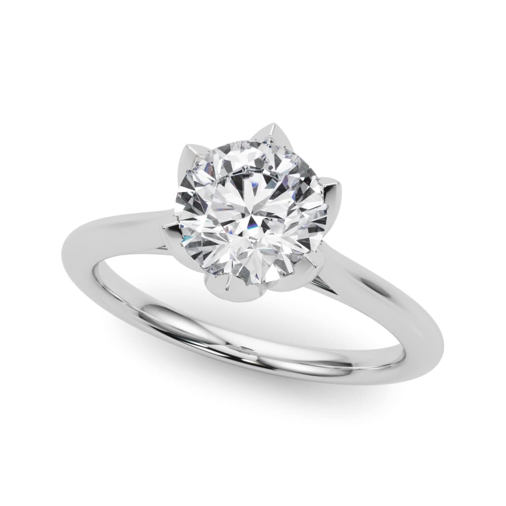 6-Prong Round Tulip Solitaire Engagement Ring — style 85410 in 10k White Gold