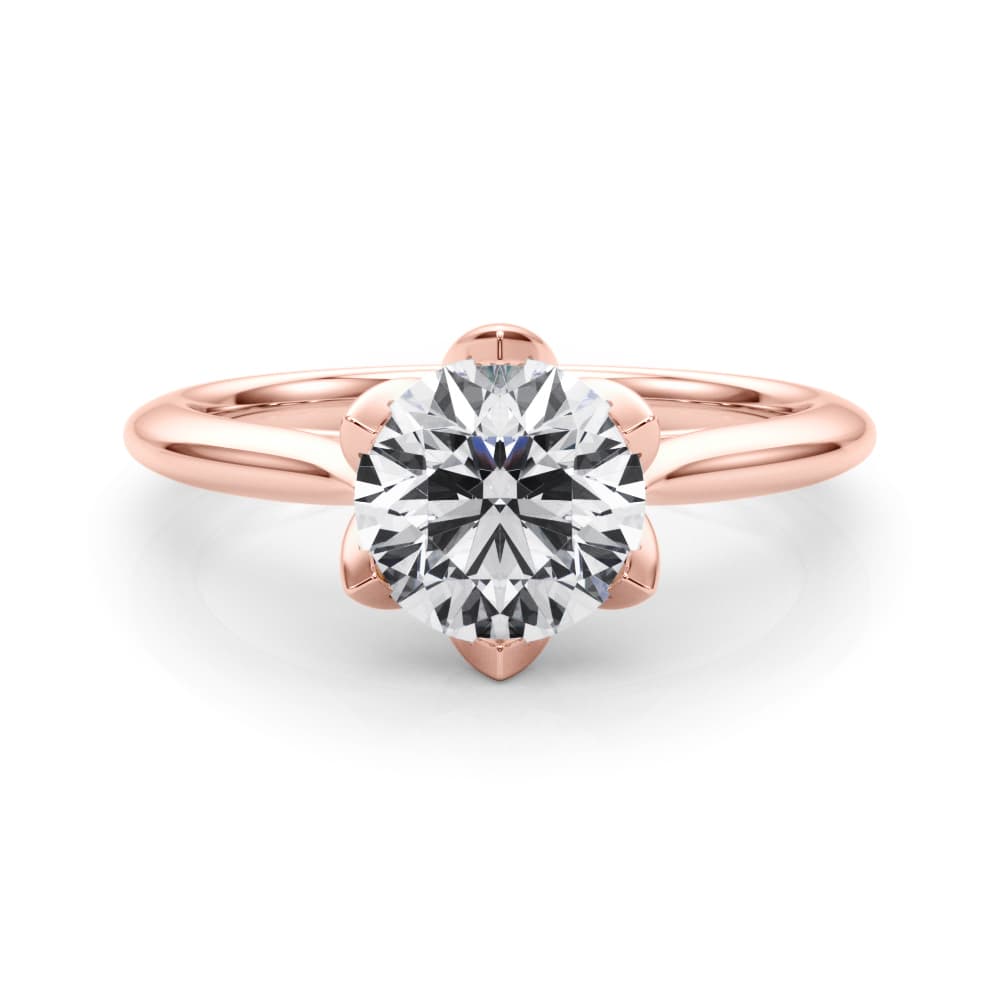 6-Prong Round Tulip Solitaire Engagement Ring, style 85410, On hand view in rose gold
