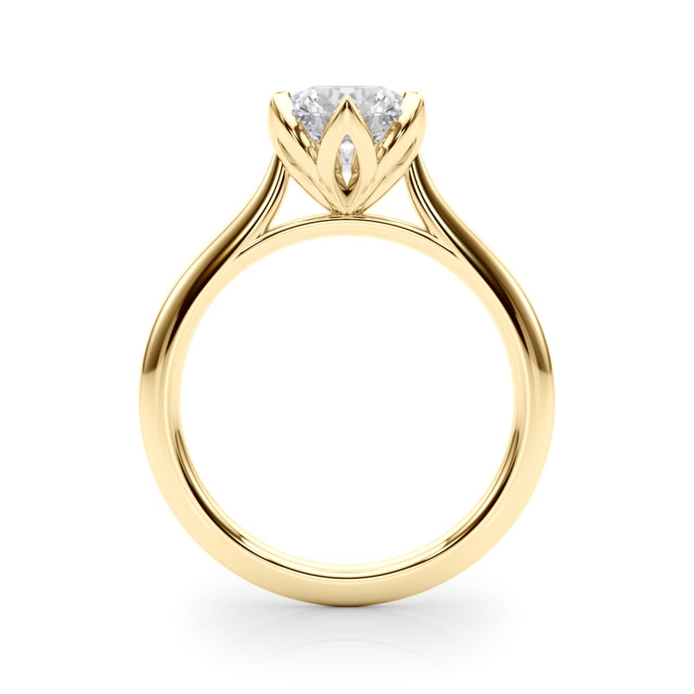 6-Prong Round Tulip Solitaire Engagement Ring, style 85410, Side view in yellow gold