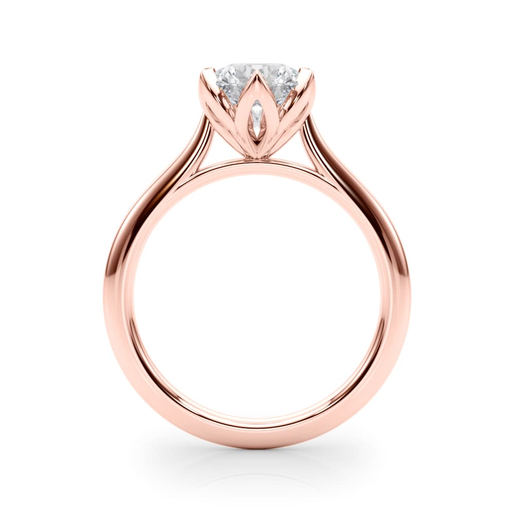 6-Prong Round Tulip Solitaire Engagement Ring, style 85410, Side view in rose gold