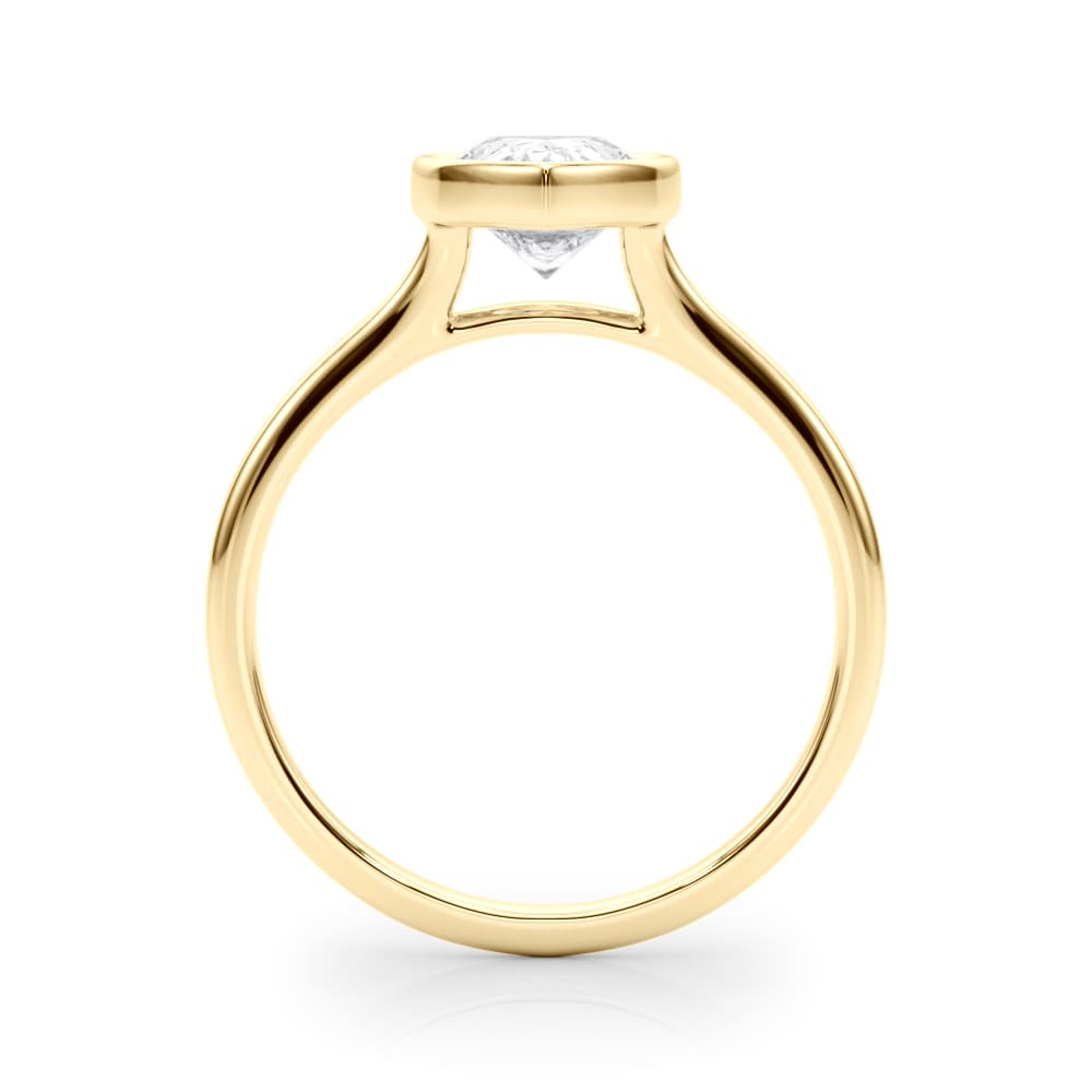 Bezel Set Pear Solitaire Engagement Ring, style 85413, Side view in yellow gold