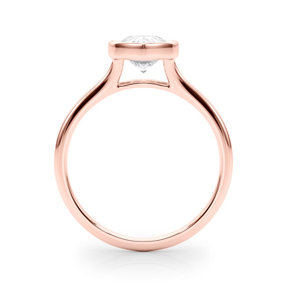 Bezel Set Pear Solitaire Engagement Ring, style 85413, Side view in rose gold