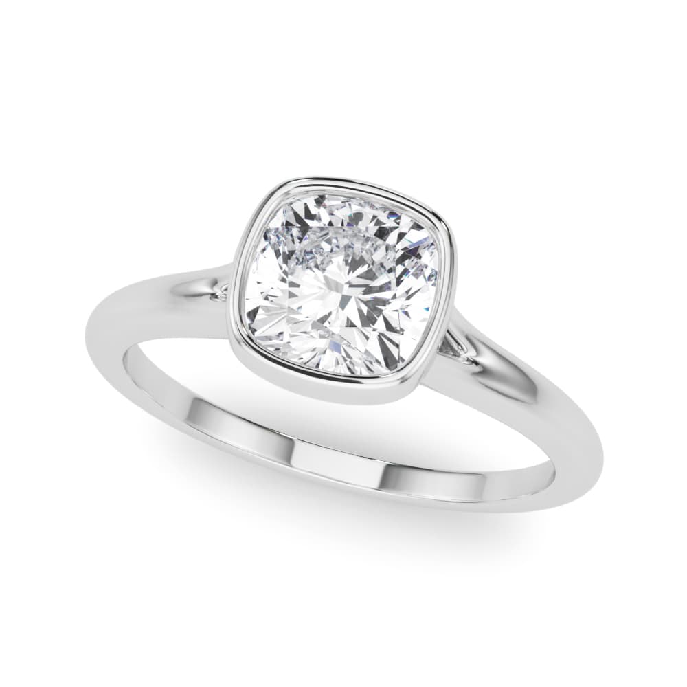 Bezel Set Cushion Solitaire Engagement Ring — style 85414 in 10k White Gold