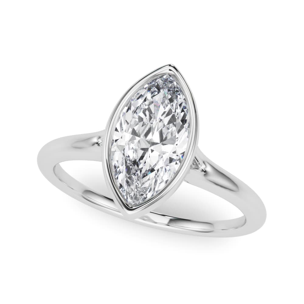 Bezel Set Marquise Solitaire Engagement Ring — style 85416 in 10k White Gold