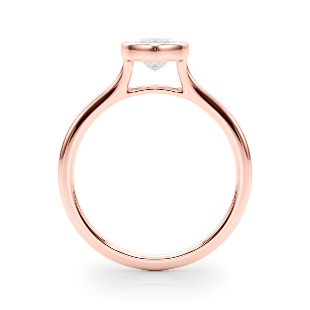 Bezel Set Marquise Solitaire Engagement Ring, style 85416, Side view in rose gold