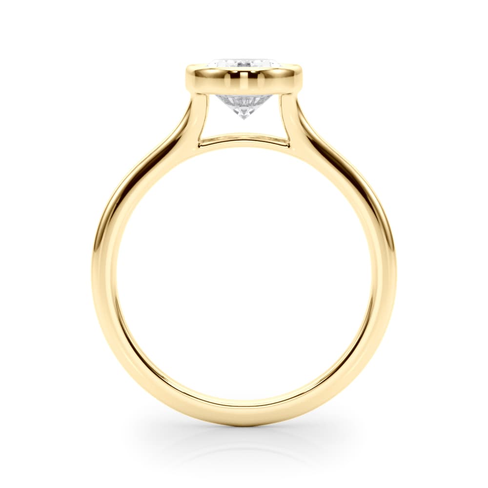 Bezel Set Oval Solitaire Engagement Ring, style 85417, Side view in yellow gold