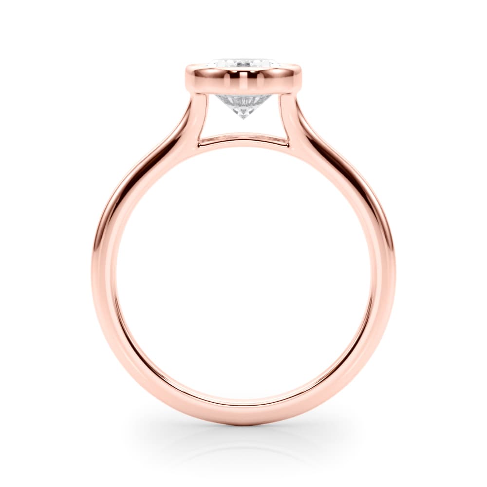Bezel Set Oval Solitaire Engagement Ring, style 85417, Side view in rose gold