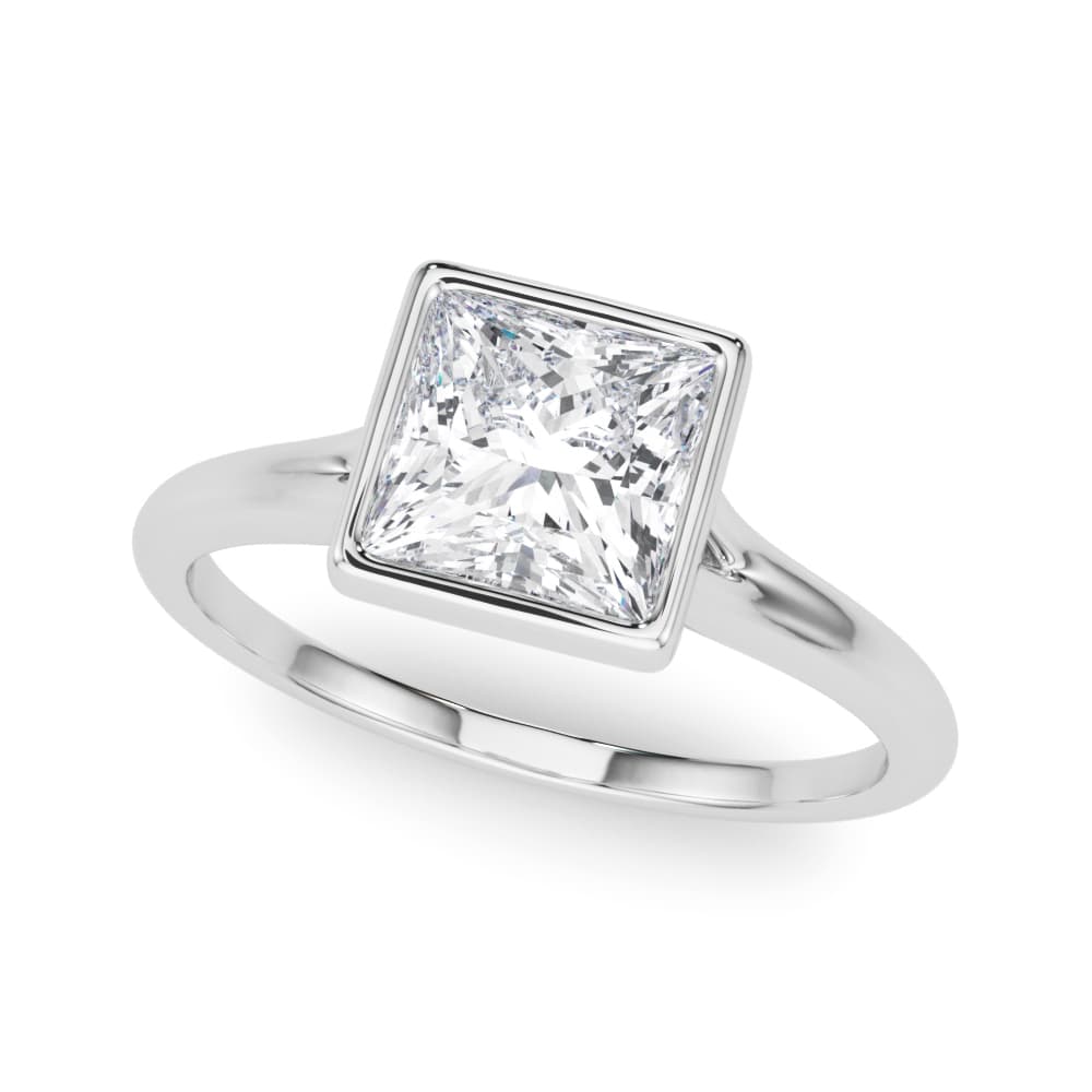 Bezel Set Princess Cut Solitaire Engagement Ring — style 85418 in 10k White Gold