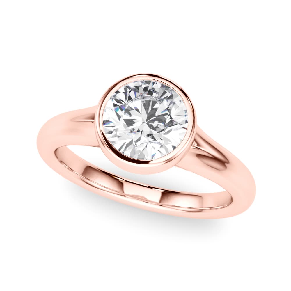 Round Bezel Set Solitaire Engagement Ring, style 85420, Front view in rose gold