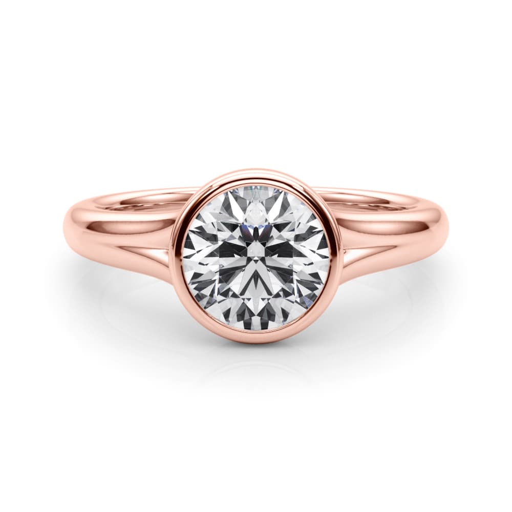 Round Bezel Set Solitaire Engagement Ring, style 85420, On hand view in rose gold