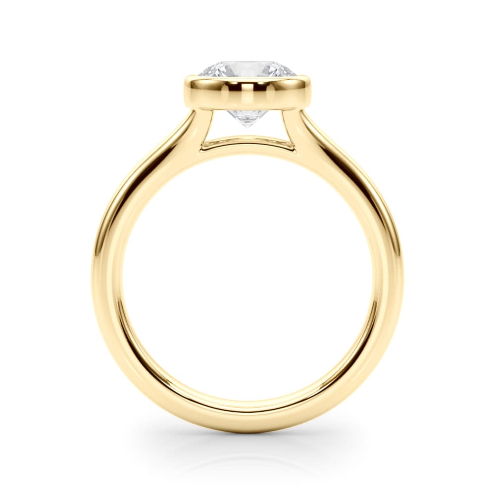 Round Bezel Set Solitaire Engagement Ring, style 85420, Side view in yellow gold