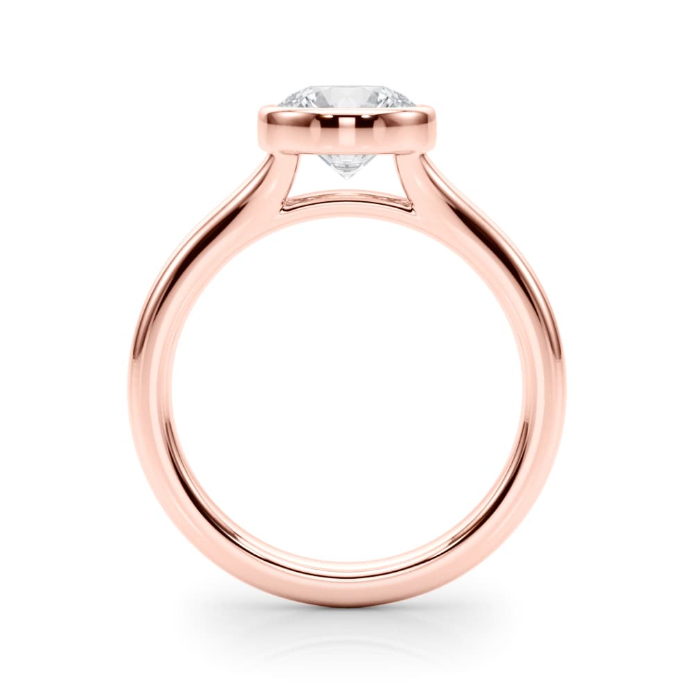 Round Bezel Set Solitaire Engagement Ring, style 85420, Side view in rose gold