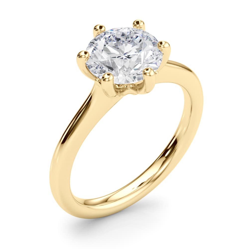 6-Prong Round Solitaire Engagement Ring, style 85426, Angle view in yellow gold
