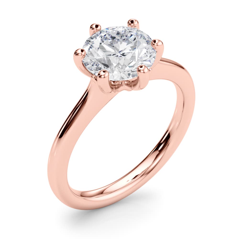6-Prong Round Solitaire Engagement Ring, style 85426, Angle view in rose gold
