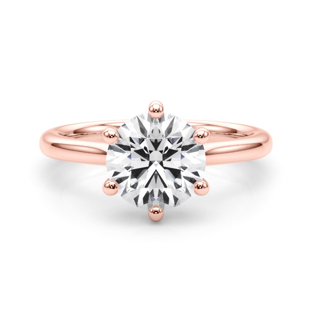 6-Prong Round Solitaire Engagement Ring, style 85426, On hand view in rose gold