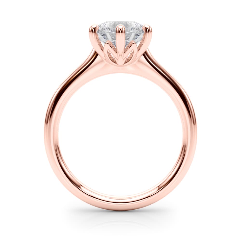 6-Prong Round Solitaire Engagement Ring, style 85426, Side view in rose gold