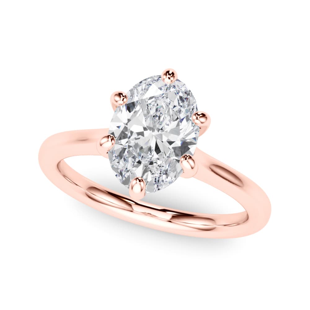6-Prong Oval Solitaire Engagement Ring, style 85427, Front view in rose gold