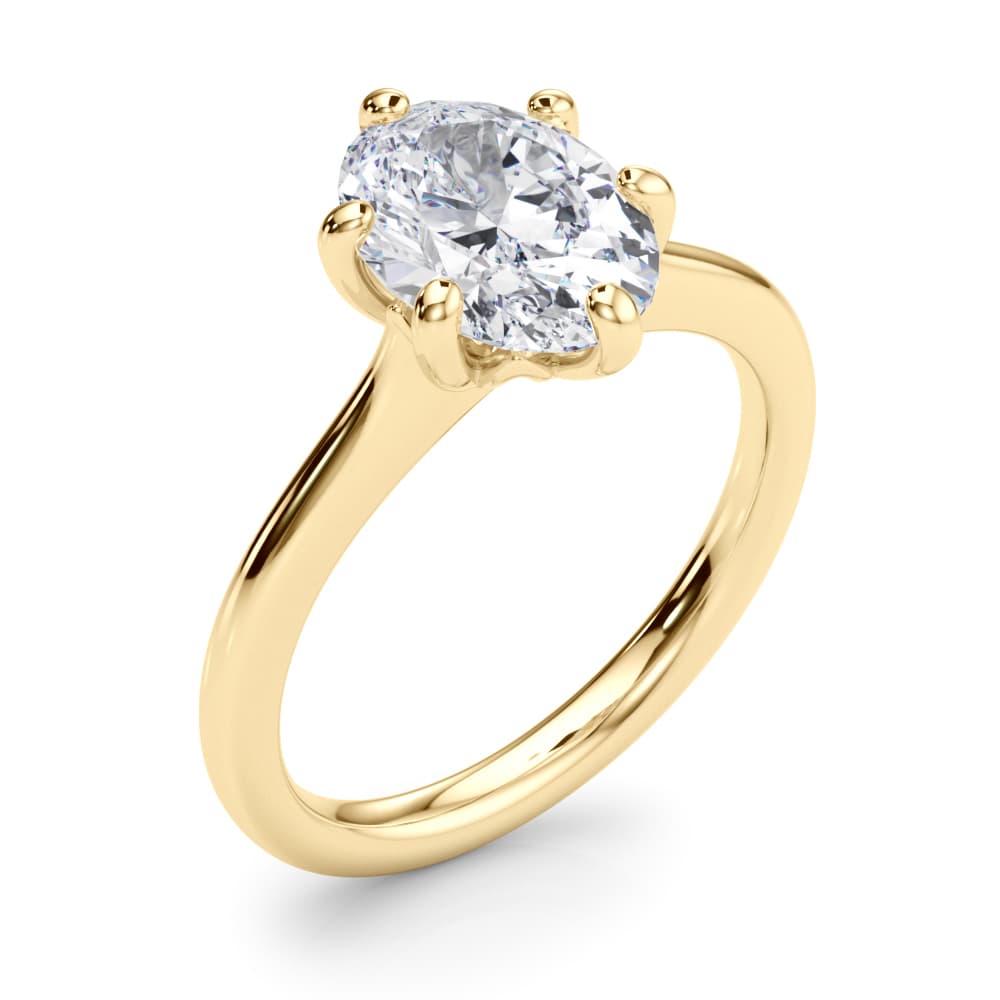 6-Prong Oval Solitaire Engagement Ring, style 85427, Angle view in yellow gold
