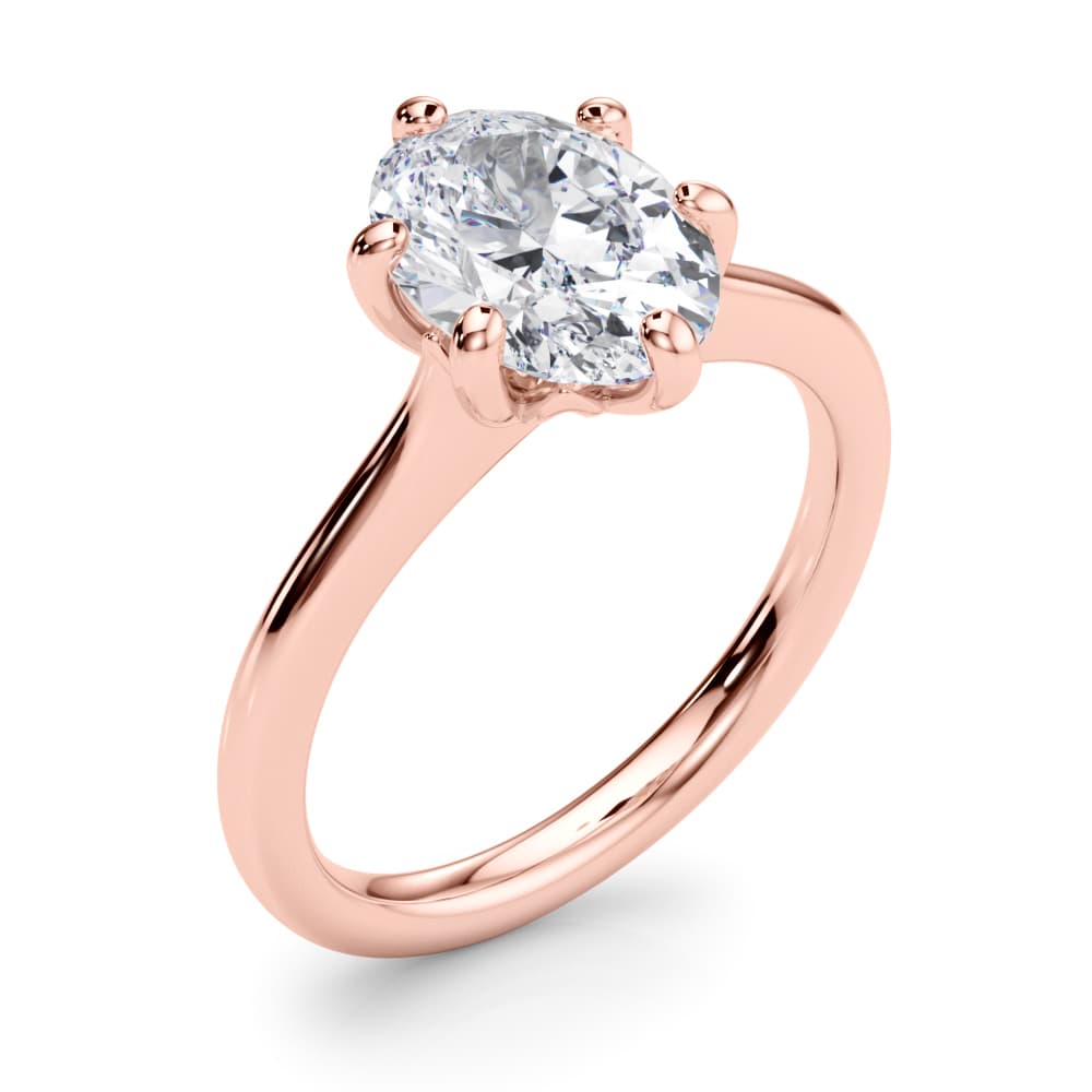 6-Prong Oval Solitaire Engagement Ring, style 85427, Angle view in rose gold