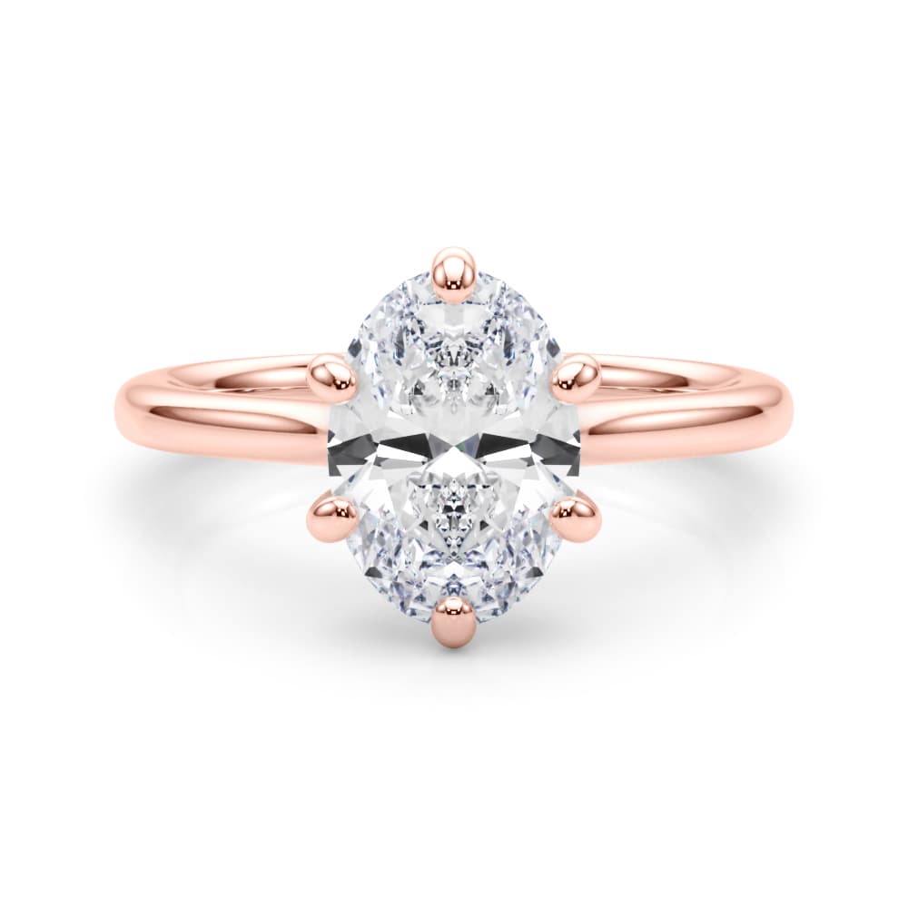 6-Prong Oval Solitaire Engagement Ring, style 85427, On hand view in rose gold