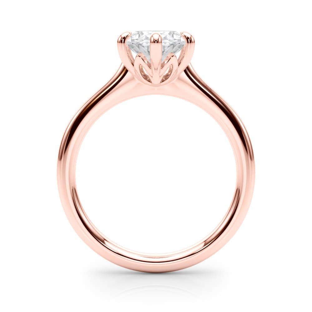 6-Prong Oval Solitaire Engagement Ring, style 85427, Side view in rose gold