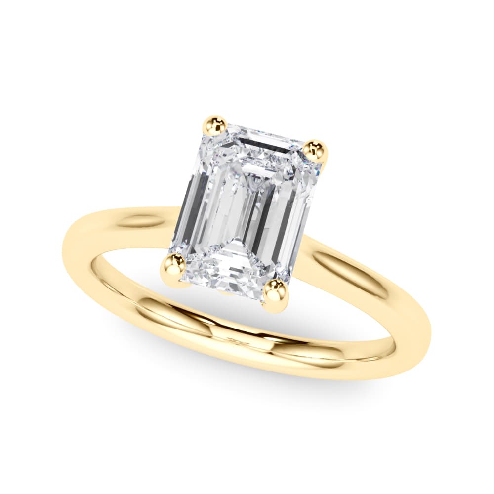 Solitaire Emerald Cut Engagement Ring, style 85428, Front view in yellow gold