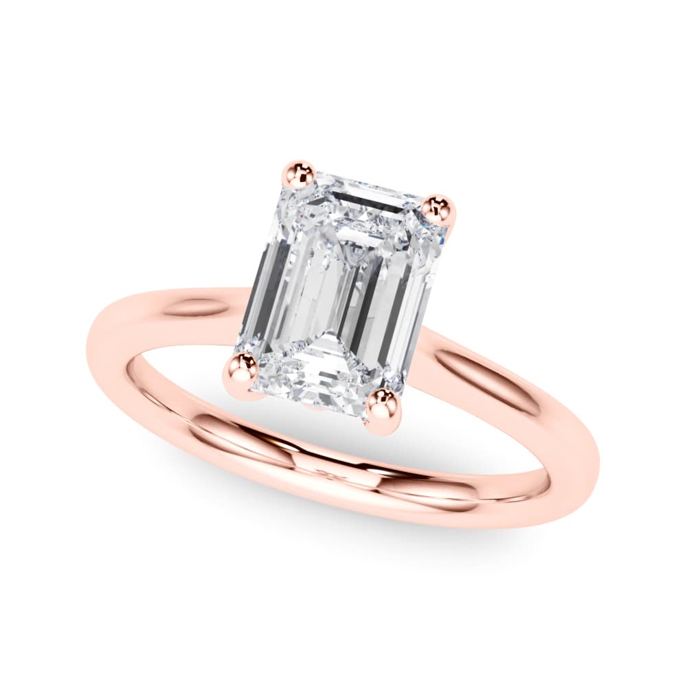 Solitaire Emerald Cut Engagement Ring, style 85428, Front view in rose gold