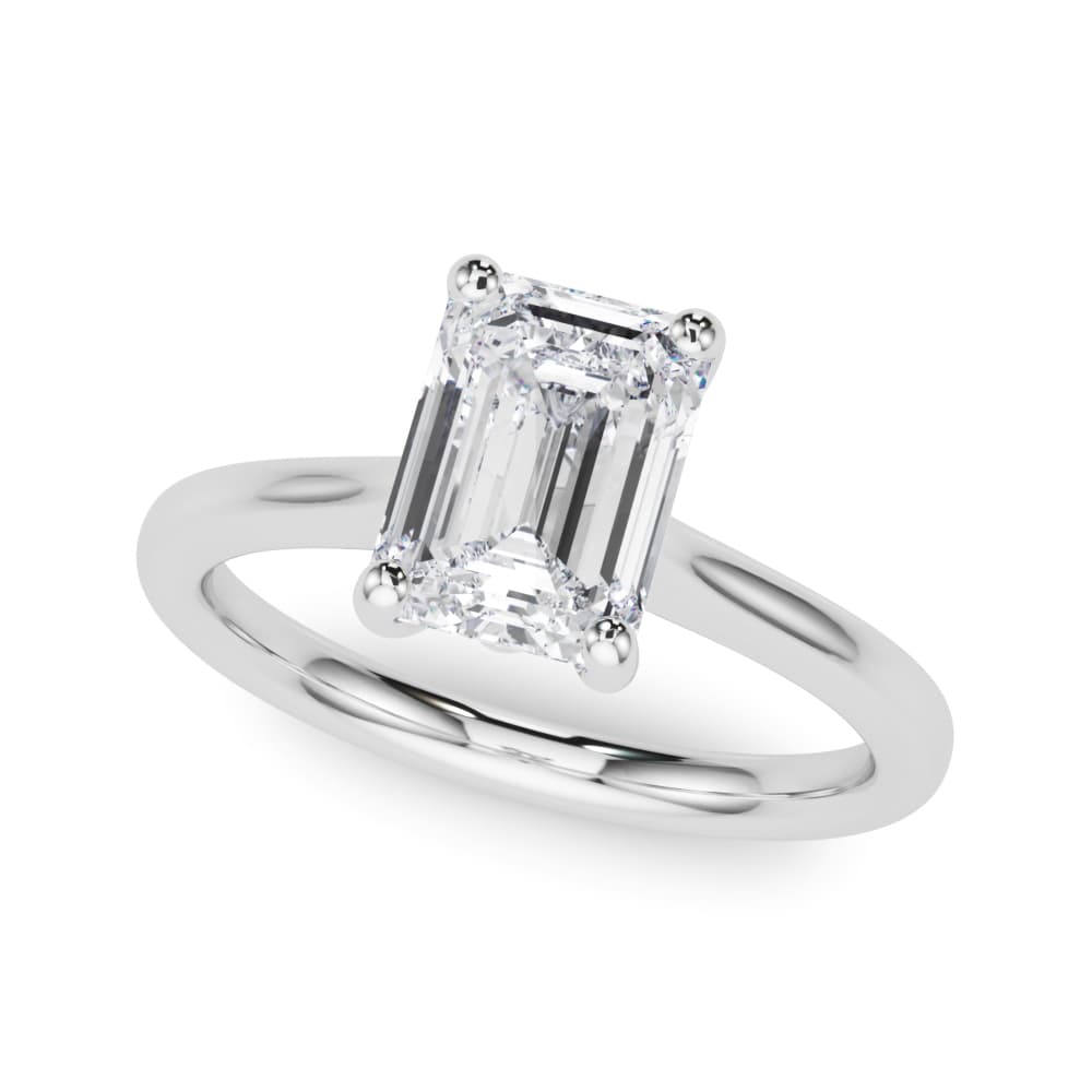 Solitaire Emerald Cut Engagement Ring — style 85428 in 10k White Gold