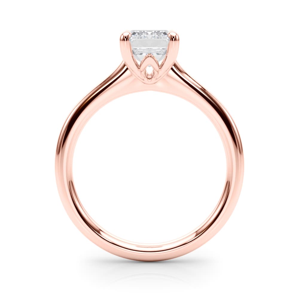 Solitaire Emerald Cut Engagement Ring, style 85428, Side view in rose gold