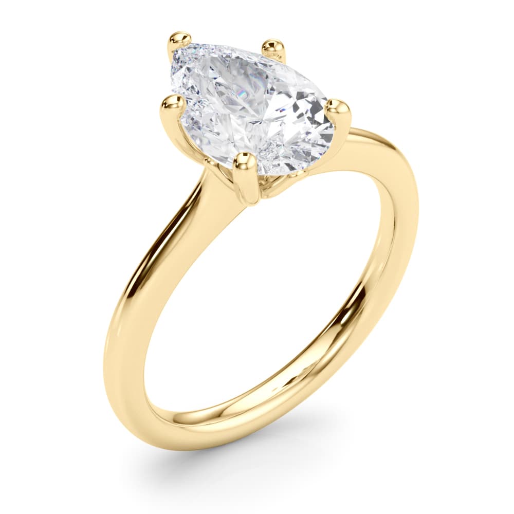 Solitaire 7.5X5.25 Pear, style 85429, Angle view in yellow gold