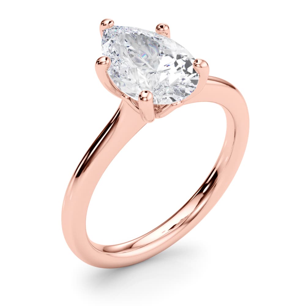 Solitaire 7.5X5.25 Pear, style 85429, Angle view in rose gold