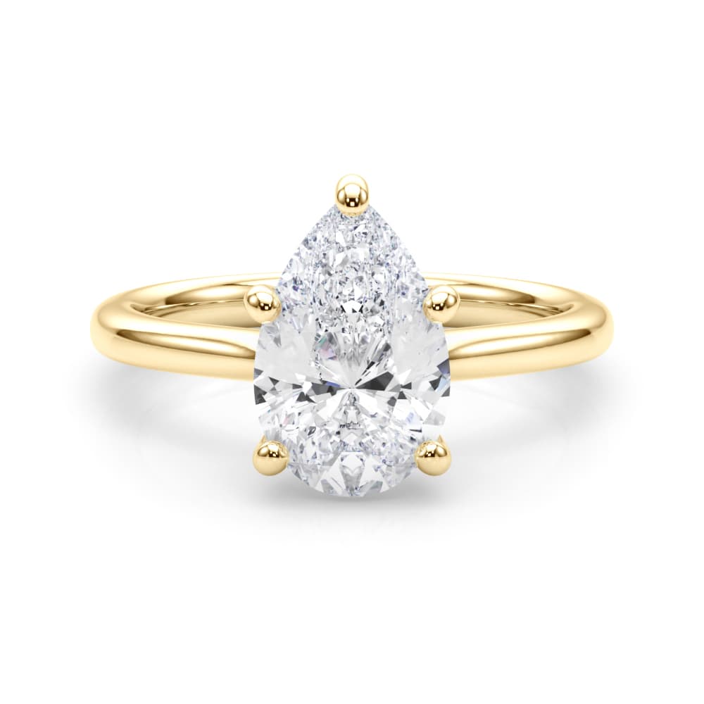 Solitaire 7.5X5.25 Pear, style 85429, On hand view in yellow gold
