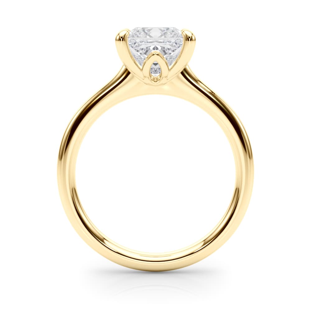 Solitaire Princess Cut Engagement Ring, style 85430, Side view in yellow gold