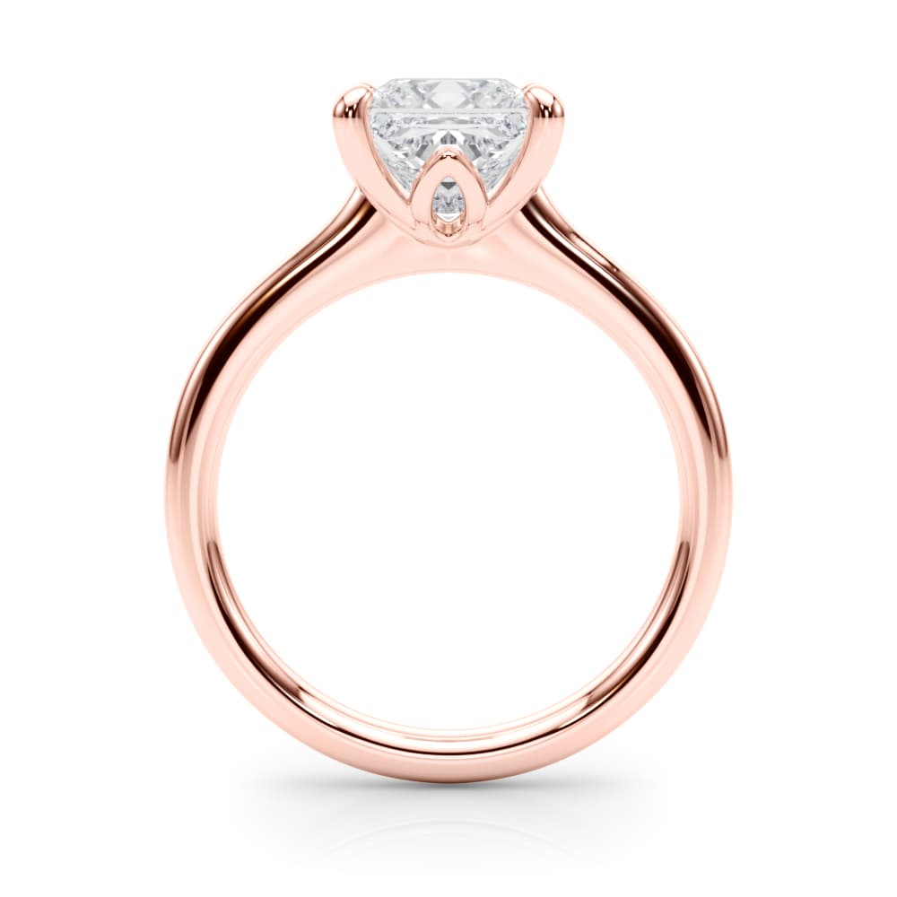 Solitaire Princess Cut Engagement Ring, style 85430, Side view in rose gold