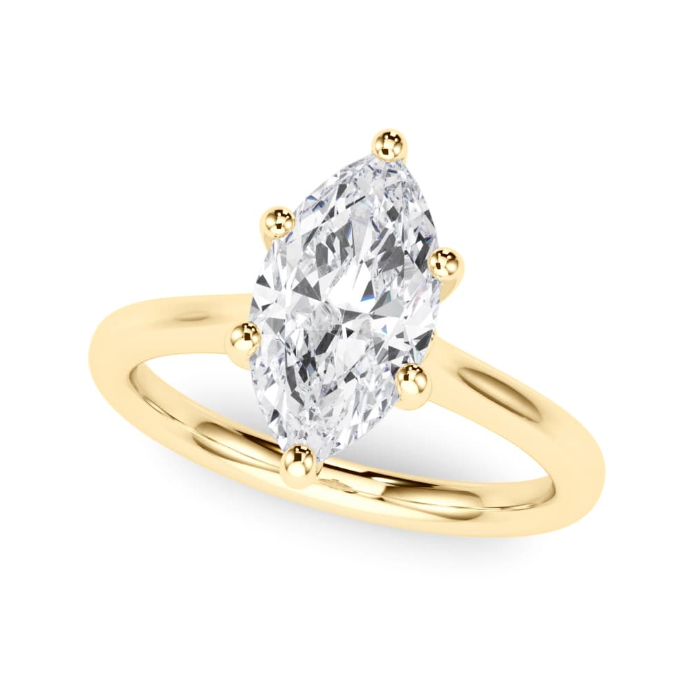 Solitaire Marquise Engagement Ring, style 85431, Front view in yellow gold