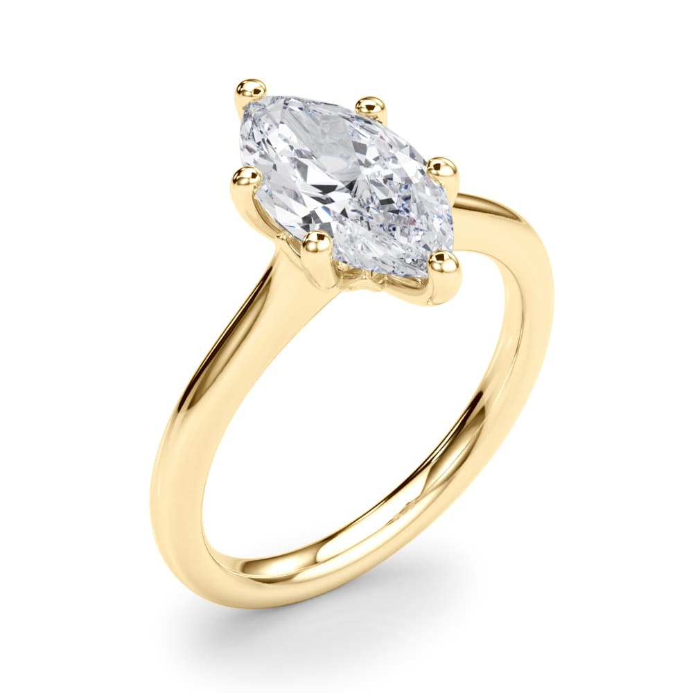 Solitaire Marquise Engagement Ring, style 85431, Angle view in yellow gold