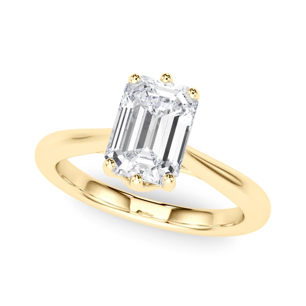 6-Prong Solitaire Emerald Cut Engagement Ring, style 85432, Front view in yellow gold