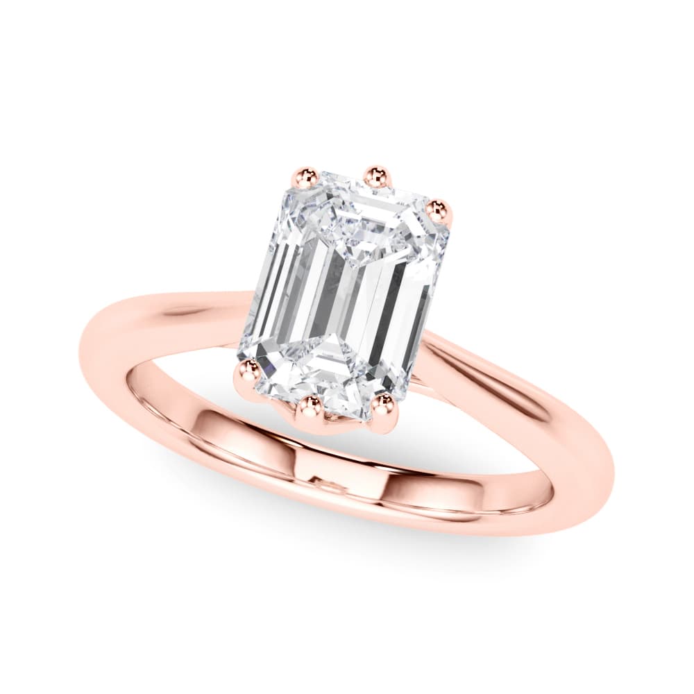 6-Prong Solitaire Emerald Cut Engagement Ring, style 85432, Front view in rose gold