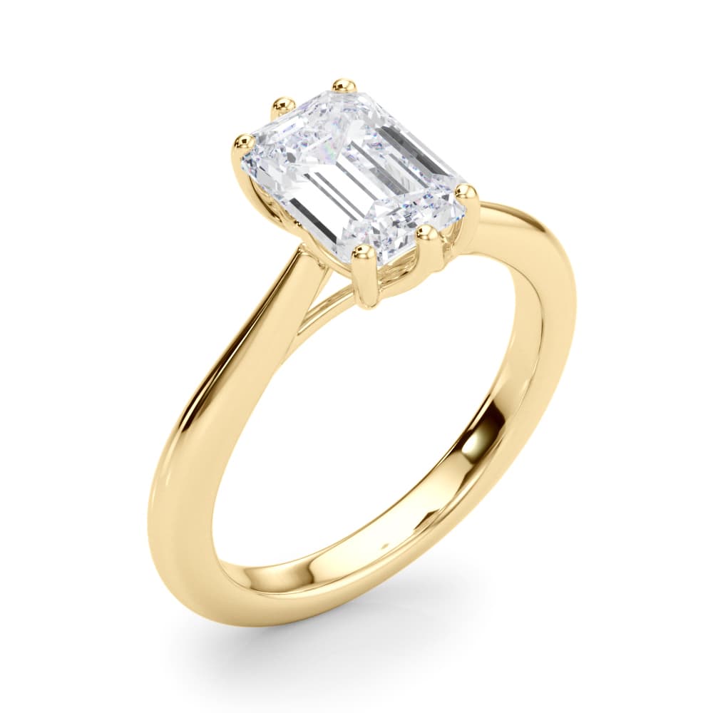 6-Prong Solitaire Emerald Cut Engagement Ring, style 85432, Angle view in yellow gold