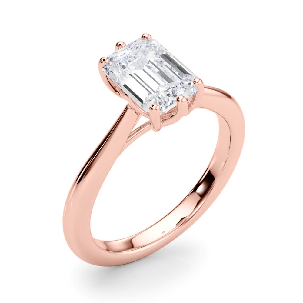 6-Prong Solitaire Emerald Cut Engagement Ring, style 85432, Angle view in rose gold