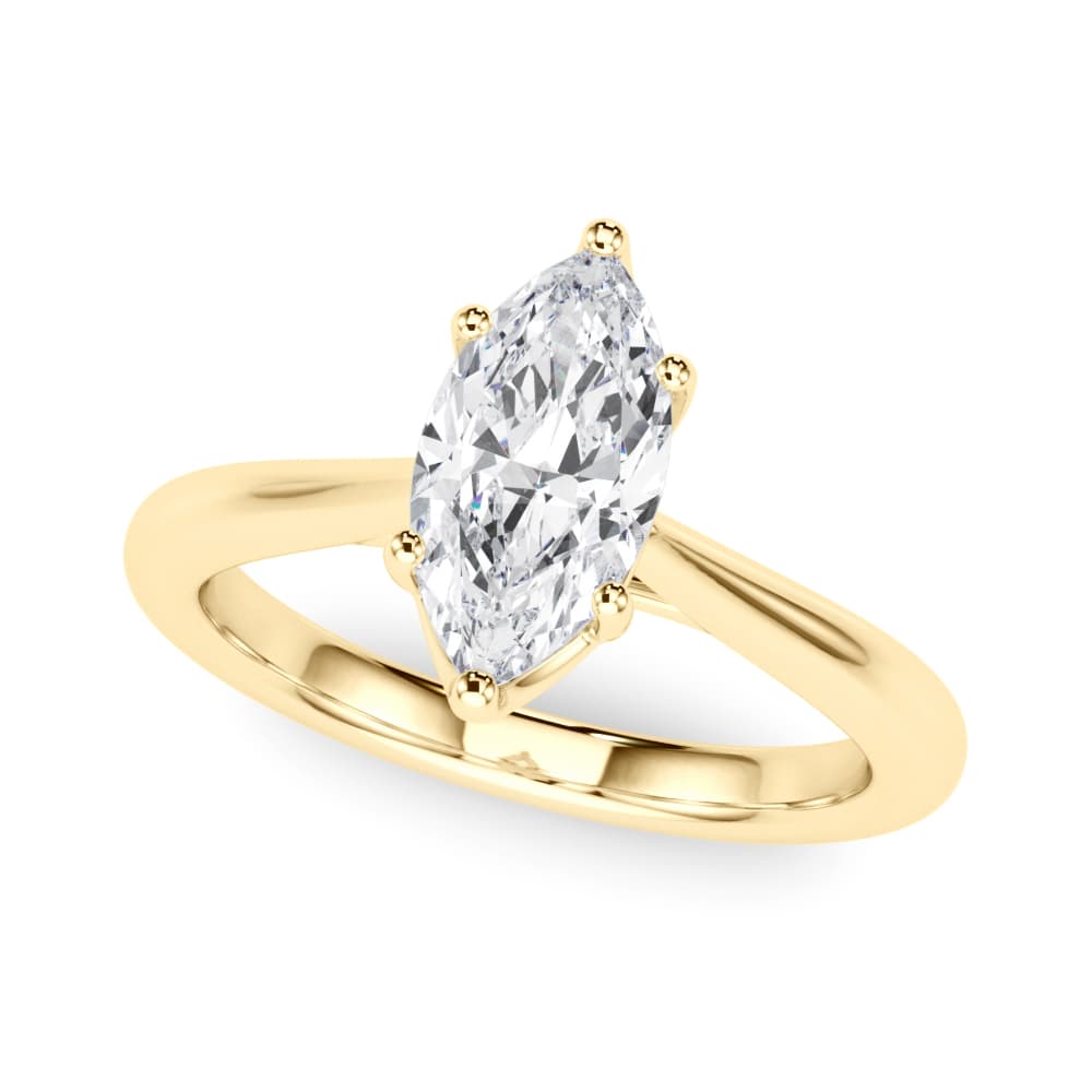 6-Prong Solitaire Marquise Engagement Ring, style 85433, Front view in yellow gold