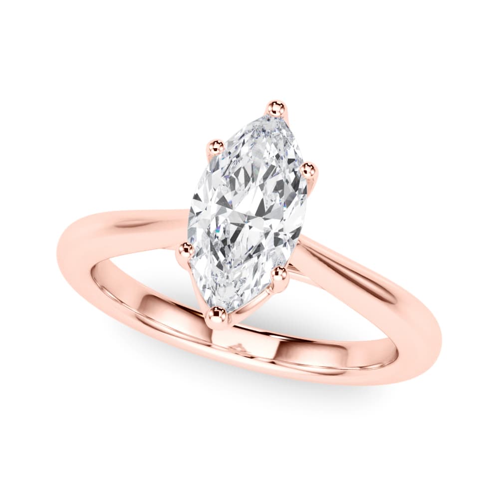 6-Prong Solitaire Marquise Engagement Ring, style 85433, Front view in rose gold