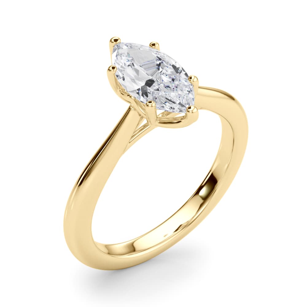 6-Prong Solitaire Marquise Engagement Ring, style 85433, Angle view in yellow gold