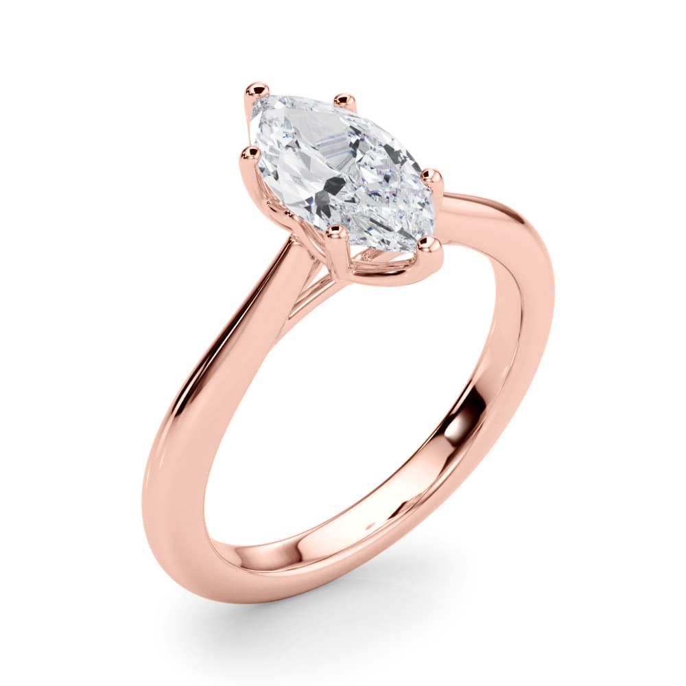 6-Prong Solitaire Marquise Engagement Ring, style 85433, Angle view in rose gold