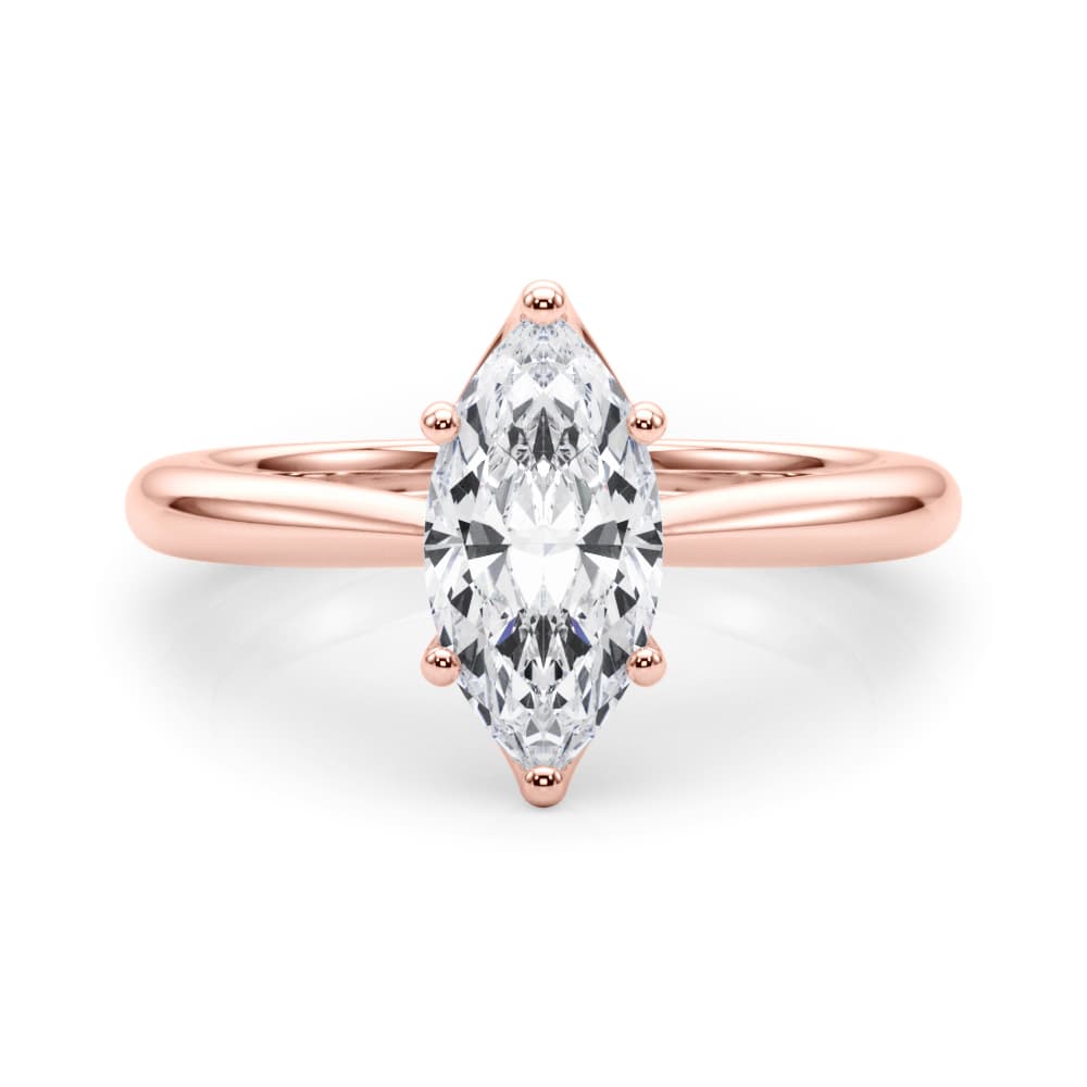 6-Prong Solitaire Marquise Engagement Ring, style 85433, On hand view in rose gold