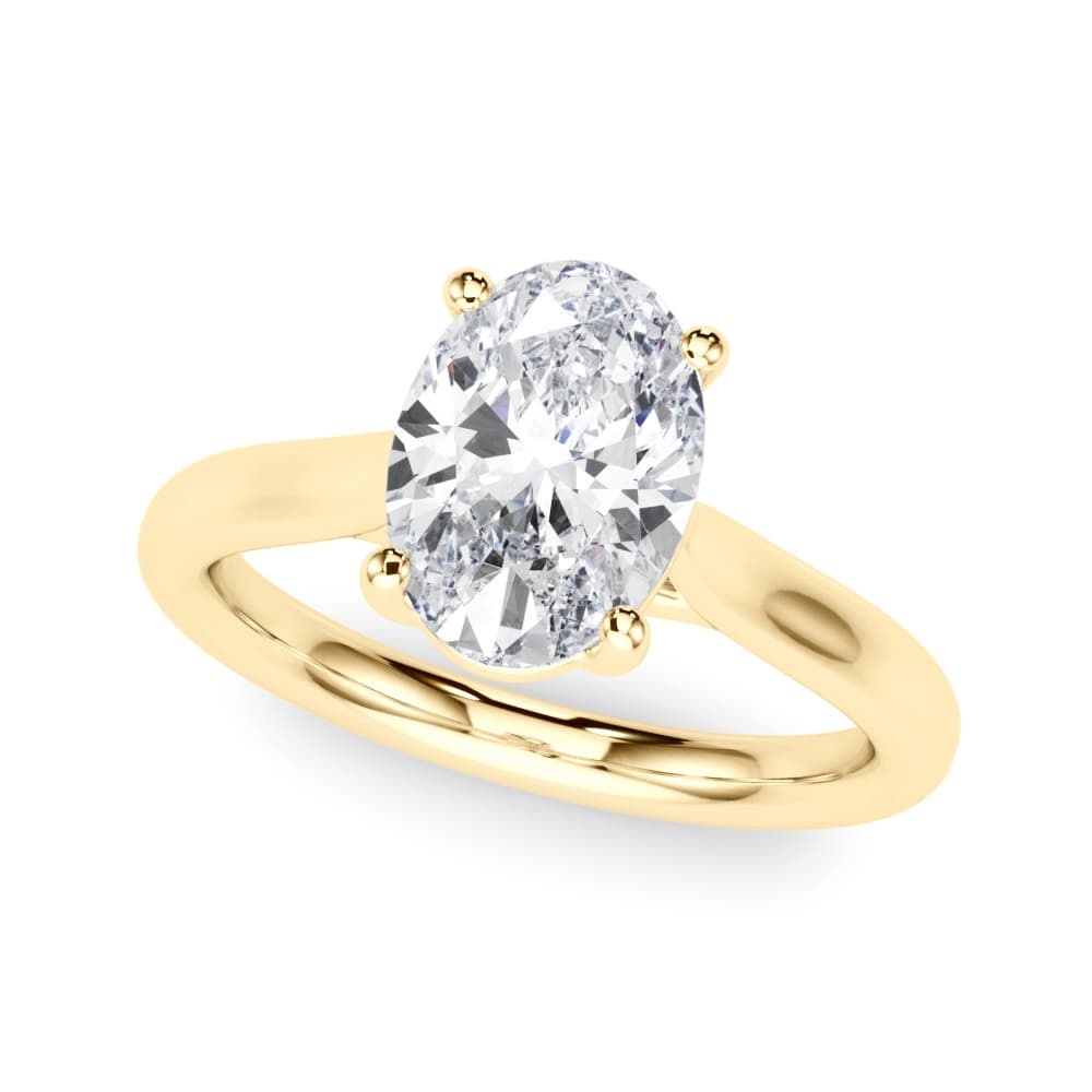 Solitaire Oval Engagement Ring, style 85435, Front view in yellow gold